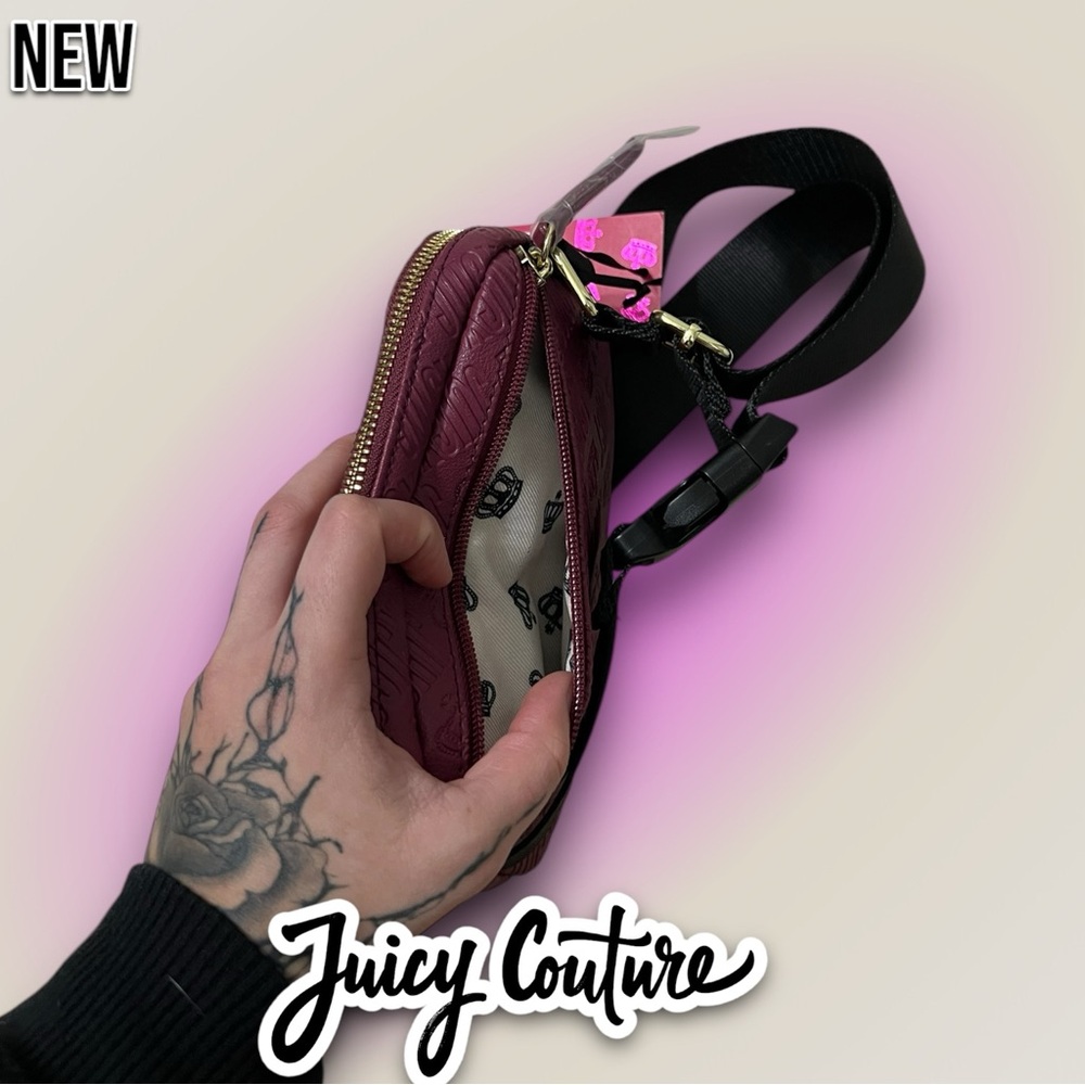 New NWT Juicy Couture Fanny Pack Belt Bag Purse - Maroon - Picture 7 of 7